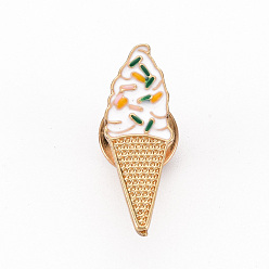 Colorful Rack Plating Alloy Enamel Brooches, Enamel Pins, with Brass Butterfly Clutches, Ice Cream, Cadmium Free & Nickel Free & Lead Free, Light Gold, Colorful, 28.5x9.5mm, Pin: 1mm