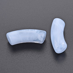 Light Sky Blue Transparent Acrylic Beads, Imitation Gemstone Style, Curved Tube, Light Sky Blue, 34x11.5x13mm, Hole: 3.5mm, about 150pcs/500g