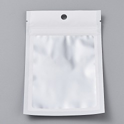 Blanc Sac de fermeture à glissière en plastique, sacs de rangement de couleur dégradée, sac auto-scellant, joint haut, avec fenêtre et trou de suspension, rectangle, blanc, 15x10x0.25 cm, épaisseur unilatérale : 3.9 mil(0.1mm), 95~100 pcs /sachet 