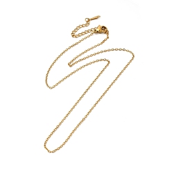 Real 14K Gold Plated Ion Plating(IP) 304 Stainless Steel Cable Chain Necklace for Women, Real 14K Gold Plated, 15.94 inch(40.5cm)