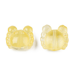 Yellow Transparent Spray Painted Glass Beads, Crab, Yellow, 13x14x6.5mm, Hole: 1mm