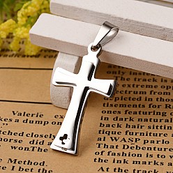 Stainless Steel Color 304 Stainless Steel Pendants, Latin Cross, Stainless Steel Color, 27.5x16x3mm, Hole: 3.5mm
