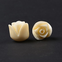 Lemon Chiffon Opaque Epoxy Resin Beads, Rose, Lemon Chiffon, 11x10.5mm, Hole: 1.2mm