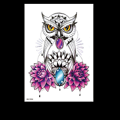 Средний Фиолетово-красный Съемные временные водостойкие татуировки с изображением совы, бумажные наклейки, средне фиолетовый красный, 21x14.8 см