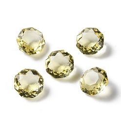 Amarillo Claro Cabujones de diamantes de imitación de vidrio transparente, facetados, señaló hacia atrás, octágono, amarillo claro, 10x10x6 mm