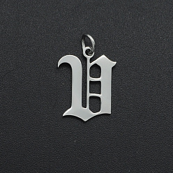 Letter V Pendentifs en acier inoxydable, avec anneau de saut, vieux anglais, lettre, Coupe au laser, couleur inox, letter.v, 304mm, Trou: 16x12.5x1mm