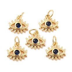 Real 18K Gold Plated Brass Micro Pave Cubic Zironia Pendants, Long-Lasting Plated, Lead Free & Nickel Free & Cadmium Free, Eye, Real 18K Gold Plated, 11x11.5x2.5mm, Hole: 3.6mm