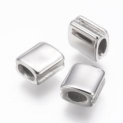Stainless Steel Color 304 Stainless Steel Beads, Square, Stainless Steel Color, 8x7x4.5mm, Hole: 2x3.5mm