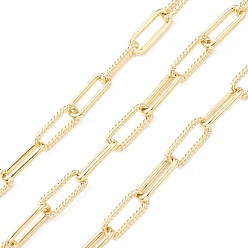 Real 18K Gold Plated Rack Plating Brass Paperclip Chains, Lead Free & Cadmium Free, Unwelded, with Spool, Real 18K Gold Plated, 17x6.5x2mm, 16.5x7x2mm
