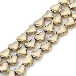 Light Gold Plated Electroplate Non-magnetic Synthetic Hematite Beads Strands, Heart, Light Gold Plated, 6x5.5x3mm, Hole: 1mm, about 70pcs/strand, 15.7 inch