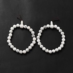 Howlite Bracelet extensible en perles de calebasse naturelle pour femme, diamètre intérieur: 2-1/4 pouce (5.7 cm)