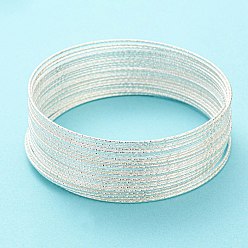 Argent Fil de fer, rond texturé, pour la fabrication de bracelets, argenterie, 1.4mm, diamètre intérieur: 77.5 mm