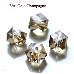 Or Imitations de perles de cristal autrichien, grade de aaa, facette, perles de cube sans coin, or, 4x4x4mm, Trou: 0.7~0.9mm