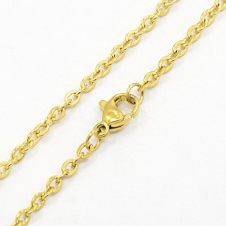 Золотой Unisex casual style 304 нержавеющая сталь кабельная цепочка ожерелья, с карабин-лобстерами , золотые, 23.7 дюйм (60.2 см)
