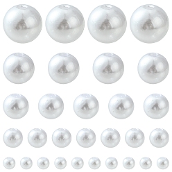 Белый 5 бусины из искусственного жемчуга из абс-пластика, круглые, белые, 4~12 мм, отверстие : 1.6~2.3 мм, 690 шт / пакет