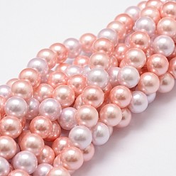 Color mezclado Shell hebras de perlas de cuentas, Grado A, rondo, color mezclado, 8 mm, agujero: 1 mm, sobre 49~52 unidades / cadena, 16 pulgada