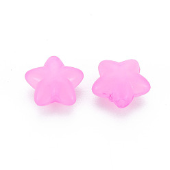 Rose Chaud Perles acryliques transparentes, imitation gelée, étoiles, rose chaud, 10x10.5x6mm, Trou: 1.6mm, environ1690 pcs / 500 g