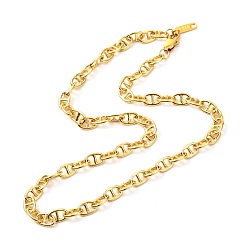 Real 18K Gold Plated Brass Mariner Link Chains Necklaces, with 304 Stainless Steel Clasps, Real 18K Gold Plated, 16.45 inch(41.8cm)