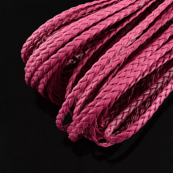 Средний Фиолетово-красный Плетеные имитация кожаные шнуры, фурнитура елочки для браслета, средне фиолетовый красный, 5x2 мм, около 109.36 ярдов (100 м) / пачка