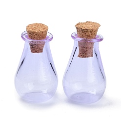 Lilac Glass Cork Bottles Ornament, Glass Empty Wishing Bottles, DIY Vials for Pendant Decorations, Lilac, 15.5x28mm