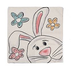 Conejo Fundas de almohada de lino con tema de Pascua, fundas de colchón, para sofá cama, plaza, conejo, 445x445x5 mm