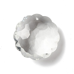 Clair Pendentifs en verre transparent, pour pendentifs suspendus en cristal lustre, facette, fleur, clair, 45x44x20mm, Trou: 2mm