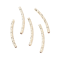 Golden Rack Plating Brass Curved Tube Beads, Cadmium Free & Lead Free, Long-Lasting Plated, Golden, 24.5x2mm, Hole: 1.2mm