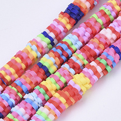 Mixed Color Handmade Polymer Clay Beads Strands, Plum Blossom, Mixed Color, 5x0.5~1.5mm, Hole: 1.8mm  about 380~400pcs/Strand, 18.11 inch(46cm)