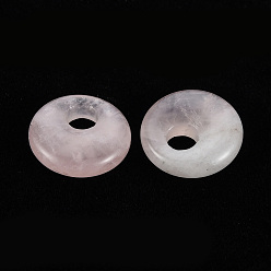 Quartz Rose Naturel a augmenté pendentifs en quartz, disque de donut / pi, 17.5~18.5x5.5mm, Trou: 5.5mm