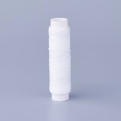Blanc Cordon torsadé rond en polyester ciré, cordon micro macramé, pour les projets en cuir, reliure, blanc, 0.65mm, environ 21.87 yards (20m)/rouleau