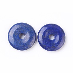Lapis Lazuli Natural Lapis Lazuli Pendants, Donut/Pi Disc, Donut Width: 12~12.5mm, 30~31x6~7mm, Hole: 6mm