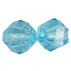 Deep Sky Blue Transparent Acrylic Beads, Faceted, Teardrop, Deep Sky Blue, 21x11mm, Hole: 2mm, about 395pcs/500g