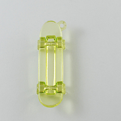 Green Yellow Transparent Acrylic Pendants, Flat Round, Green Yellow, 28x5mm, Hole: 6mm, about 400pcs/500g