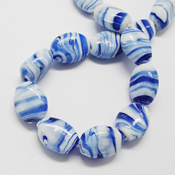 Royal Blue Handmade Lampwork Beads, Oval, Royal Blue, 21x17x12mm, Hole: 1~3mm