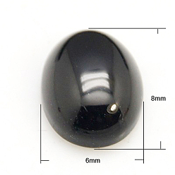 Black Agate Natural Black Agate Cabochons, Oval, 8x6x3mm