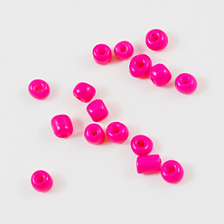 Fuchsia Baking Paint Glass Seed Beads, Fuchsia, 4~5x3~4mm, Hole: 1~2mm