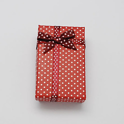 Brique Rouge Boîtes de collier en carton avec bowknot et éponge à l'intérieur, pour les colliers et pendentifs, rectangle, firebrick, 80x50x25mm