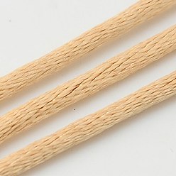 Bois Solide Corde de nylon, cordon de rattail satiné, pour la fabrication de bijoux en perles, nouage chinois, burlywood, 2mm, environ 50 yards / rouleau (150 pieds / rouleau)