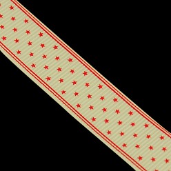 Roja Estrella imprimió la cinta del grosgrain, agradable para la decoración del partido, rojo, 3/8 pulgada (10 mm), aproximadamente 100 yardas / rollo (91.44 m / rollo)