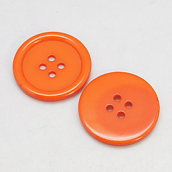 Naranja Oscura Botones de resina, teñido, plano y redondo, naranja oscuro, 34x4 mm, agujero: 3 mm, 98 unidades / bolsa