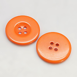 Dark Orange Resin Buttons, Dyed, Flat Round, Dark Orange, 30x3mm