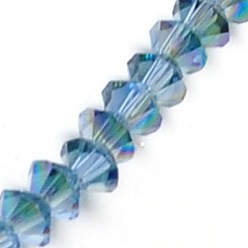 Cornflower Blue Electroplate Glass Beads Strands, Full Rainbow Plated, Faceted, Bicone, Cornflower Blue, 6x4mm, Hole: 1mm