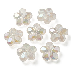 Clair AB Placage uv perles acryliques transparentes lumineuses, brillent dans le noir, fleur, clair ab, 26x27.5x12.5mm, Trou: 4.5mm