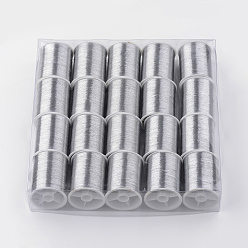 Plata Hilo de bordar metalizado, plata, 0.1 mm, aproximadamente 60.14 yardas (55 m) / rollo, 20 rollos / caja
