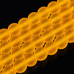 Orange Chapelets de perles en verre transparentes  , givré, ronde, orange, 6~6.5mm, Trou: 1.4mm, Environ 67~70 pcs/chapelet, 14.76 pouces ~ 15.16 pouces (37.5~38.5 cm)