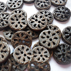 Mixed Color Carved Basic Sewing Button, Coconut Button, Multicolor, about 13mm in diameter