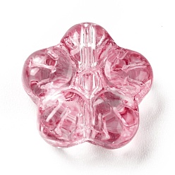 Cramoisi Des billes de verre transparentes, fleur de prunier fleur, cramoisi, 12.5x13x5.5mm, Trou: 1.2mm