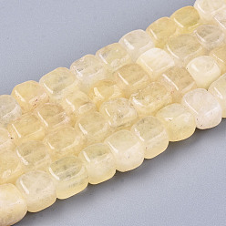 Champagne Yellow Natural Dolomite Beads Strands, Dyed, Cube, Champagne Yellow, 7~8x7~8x7~8mm,  Hole: 1.2mm, about 50~52pcs/strand, 14.76 inch~15.35 inch(37.5cm~39cm)