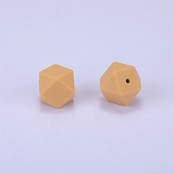 Verge D'or Perles de silicone hexagonales, perles à mâcher pour les jouets de dentition, Diy soins infirmiers colliers faisant, verge d'or, 23x17.5x23mm, Trou: 2.5mm