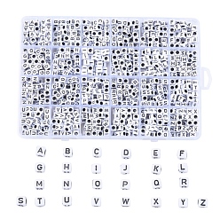 Letter A~Z Élaborer perles acryliques, style alphabet, trou horizontal, cube, lettre a ~ z, 6x6x6mm, Trou: 3mm, environ 934 pcs / boîte